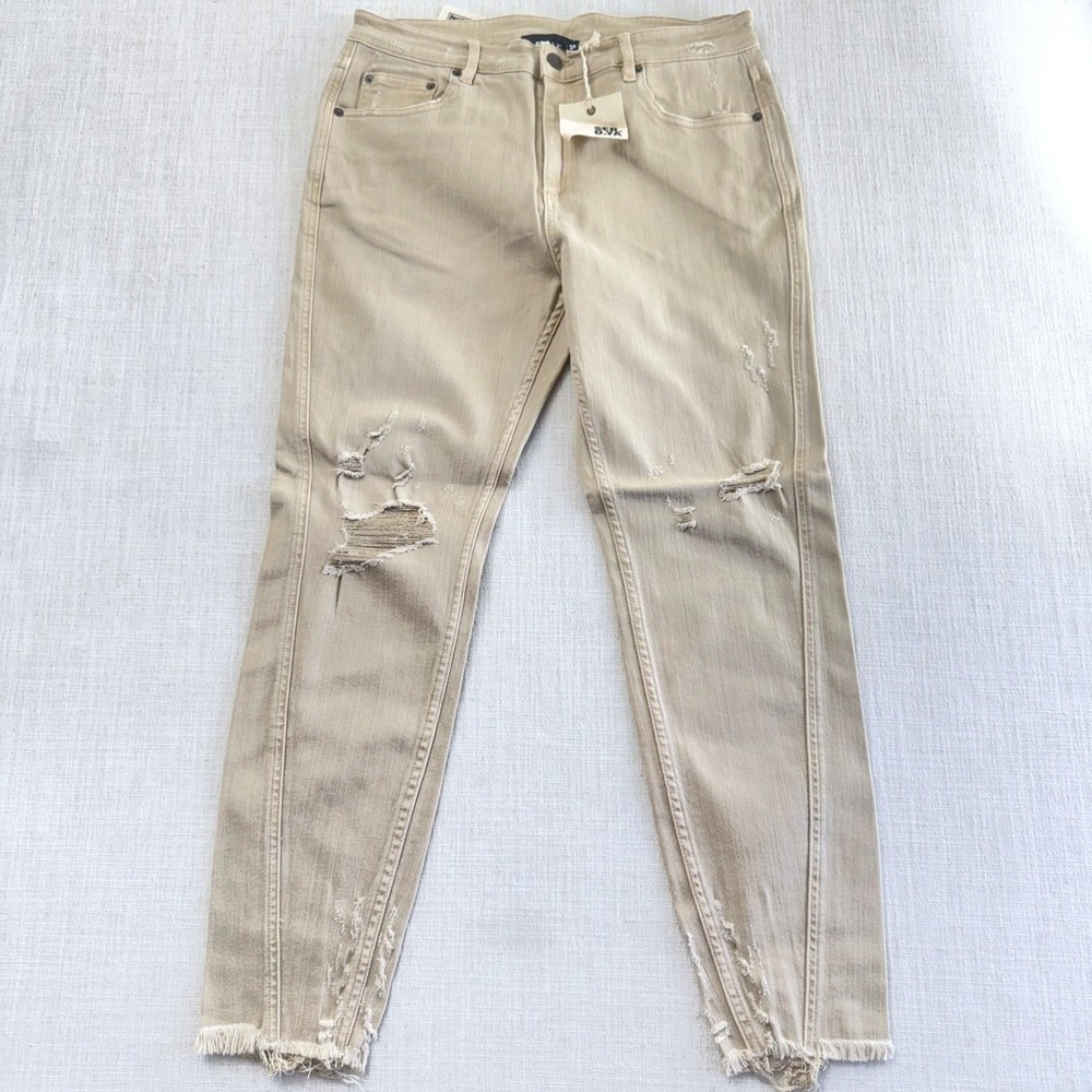 SER.O.YA Diego Jeans Men's Size 33x28 Sand Dune Tan Distressed Slim Fit